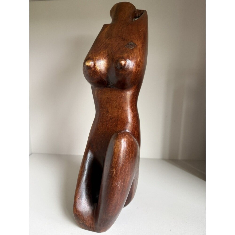 Thomas Morin Female Nude Teak/Mahogony Sculpture 1975 Haiti